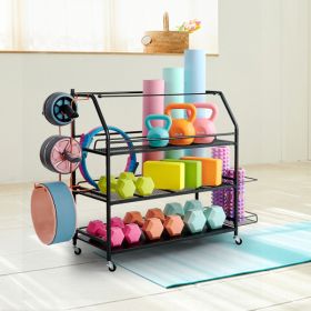 Home Gym Storage Rack - Weight Rack for Dumbbells - Yoga Mat Storage Rack with Two Extra Side Storage Space - Garage Storage wi