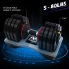 Adjustable Dumbbell - 80lb Single Dumbbell with Anti-Slip Handle;  Fast Adjust Weight Exercise Fitness Dumbbell with Tray Suitable for Full Body Worko