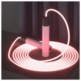 Glowing Skipping Rope For Kids Develop Adjustable Length Luminous Cool LED Skipping Rope For Night Outdoor Sports (Color: pink)