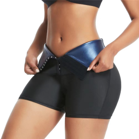 Slimming Pants Waist Trainer Shapewear Tummy Hot Thermo Sweat Leggings Fitness Workout Sweat Sauna Pants Body Shaper (Color: Blue, size: 3XL)