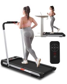 FYC Under Desk Treadmill - 2 in 1 Folding Treadmill for Home 300LBS Weight Capacity;  Free Installation Foldable Treadmill Compact Electric Running Ma (Color: Silver)