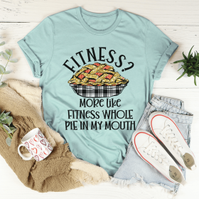 Fitness Pie In My Mouth T-Shirt (Color: Heather Prism Dusty Blue, size: S)