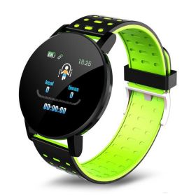 119 Plus Heart Rate Blood Pressure Sports Fitness Smart Watch (Color: green)